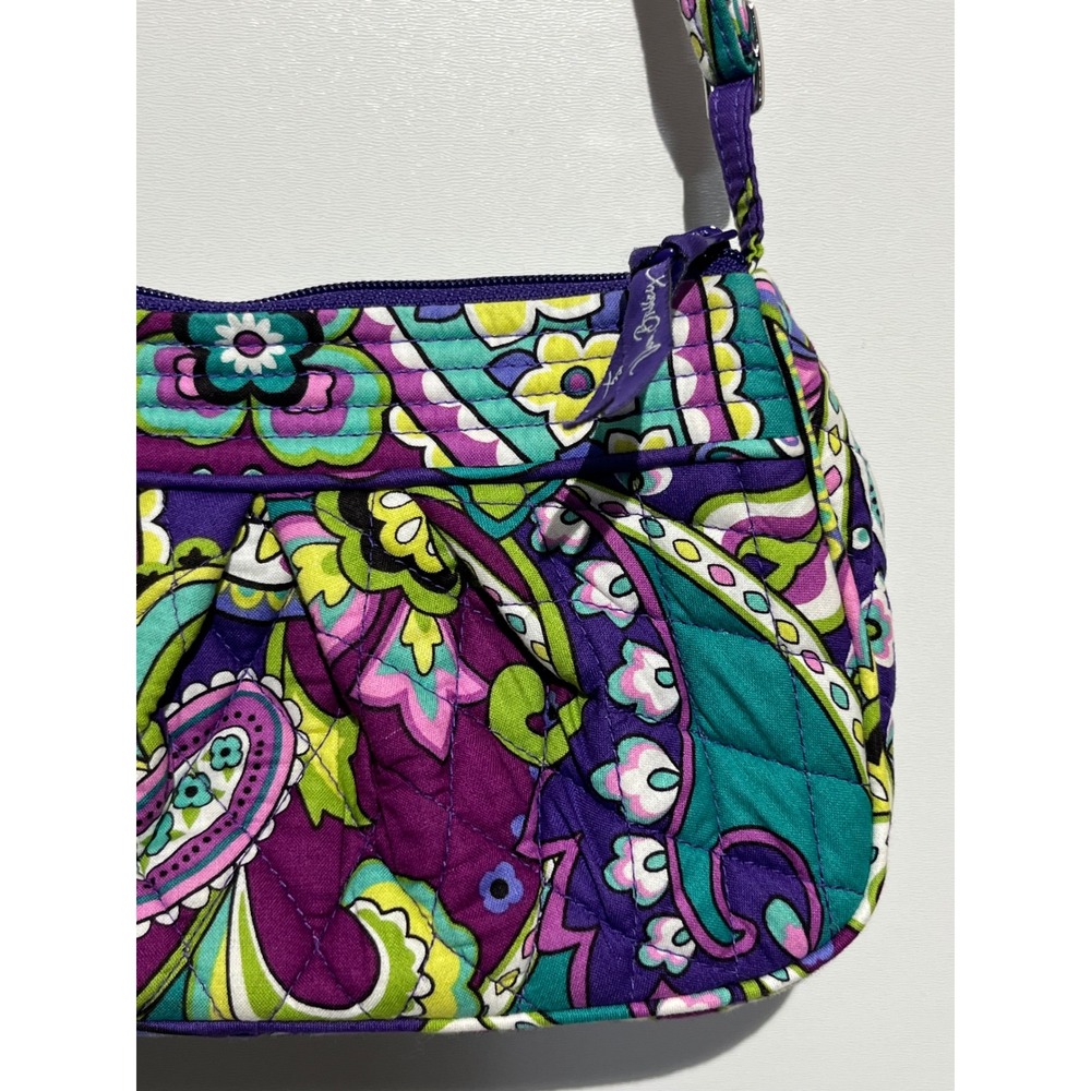Vera Bradley Go Wild Paisley Quilted Cotton Crossbody Bag Purple Teal 14539-144 - Picture 4 of 14